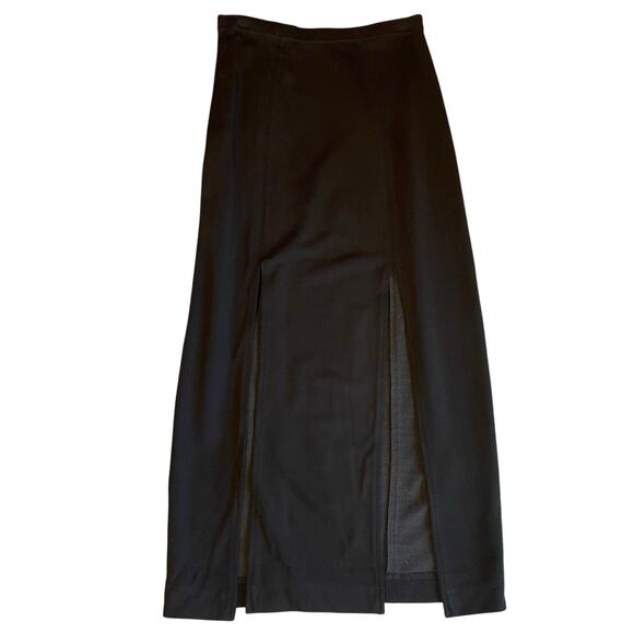VTG Tadashi Black Double Slit Midi Pull On Whimsygoth Y2K Skirt Size XS - Picture 1 of 9